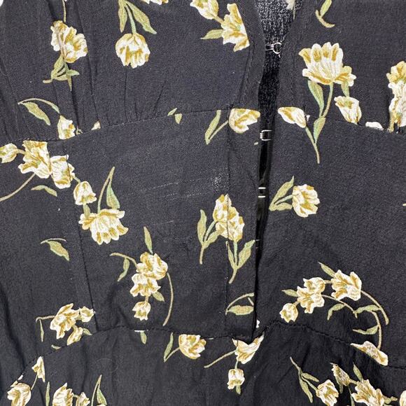 Flynn Skye Elsie Black Tulip Floral Midi Maxi Boho Dress Women's Medium - Picture 6 of 11